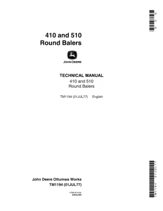John Deere 510 Round Balers Service Repair Manual