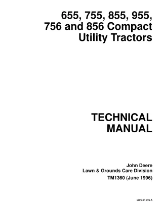 John Deere 655 Compact Utility Tractor Service Repair Manual