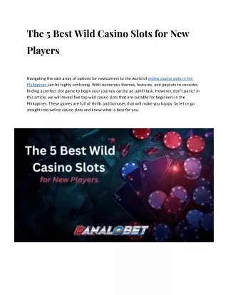 The 5 Best Wild Casino Slots for New Players