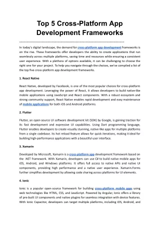 Top 5 Cross-Platform App Development Frameworks