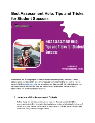 Best Assessment Help: Tips and Tricks for Student Success