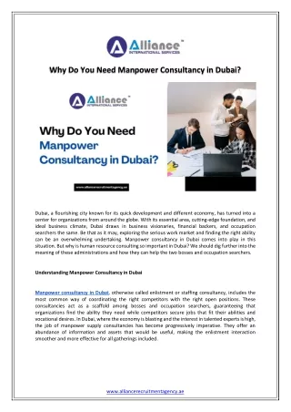 Why Do You Need Manpower Consultancy in Dubai