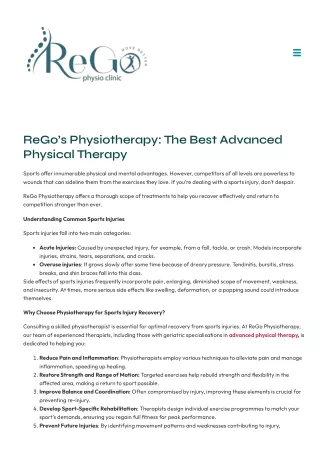 ReGo’s Physiotherapy The Best Advanced Physical Therapy