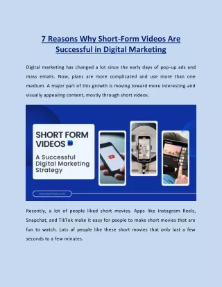 7 Reasons Why Short-Form Videos Are Successful in Digital Marketing