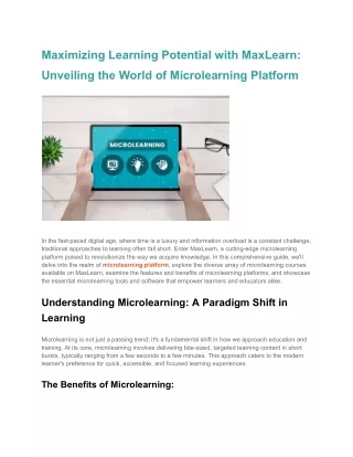 Maximizing Learning Potential with MaxLearn_ Unveiling the World of Microlearning Platform