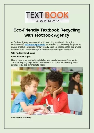 Eco-Friendly Textbook Recycling with Textbook Agency