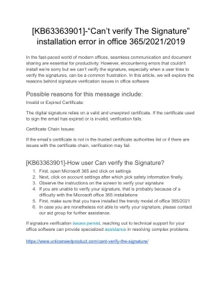 “Can’t verify The Signature” installation error in office 365/2021/2019