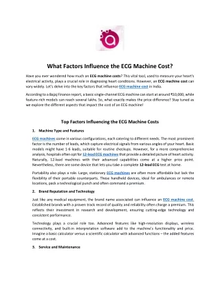 What Factors Influence the ECG Machine Cost?