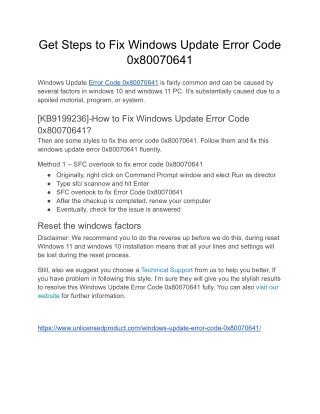 Get Steps to Fix Windows Update Error Code 0x80070641