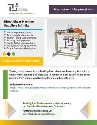 Direct Shear Machine Suppliers in India