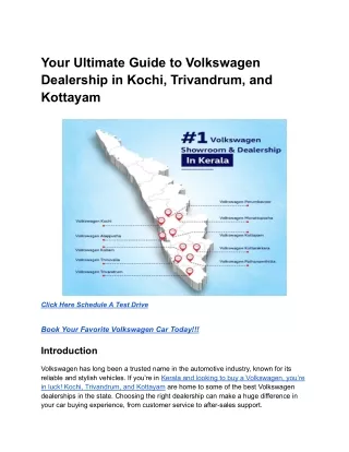 Your Ultimate Guide to Volkswagen Dealership in Kochi, Trivandrum, and Kottayam