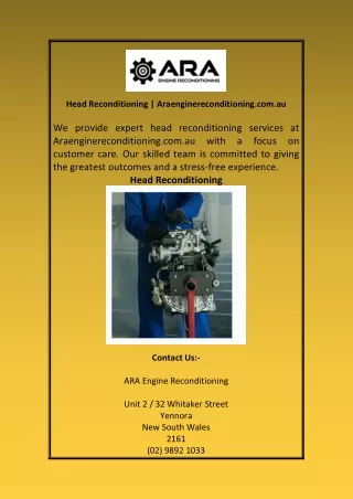 Head Reconditioning Araenginereconditioning com au