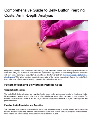 Comprehensive Guide to Belly Button Piercing Costs: An In-Depth Analysis