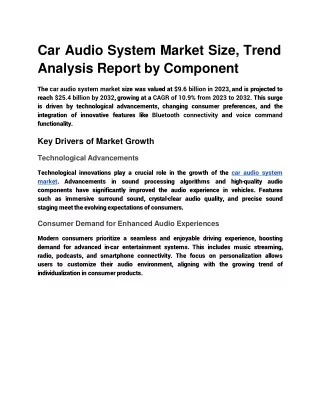 Car Audio System Market Size, Trend Analysis Report by Component
