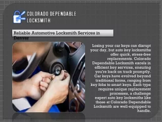 Reliable Automotive Locksmith Services in Denver