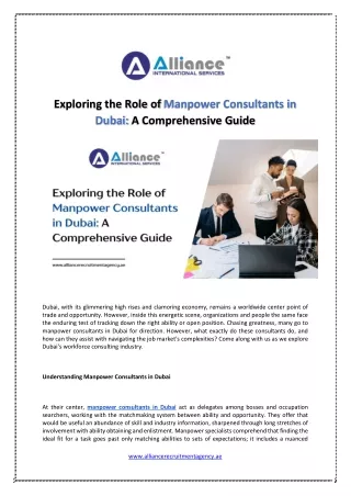 Exploring the Role of Manpower Consultants in Dubai: A Comprehensive Guide