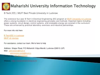 B Tech (EE)  MUIT Best Private University in Lucknow