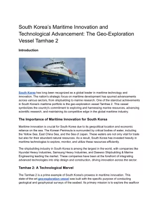 South Korea’s Maritime Innovation and Technological Advancement_ The Geo-Exploration Vessel Tamhae 2