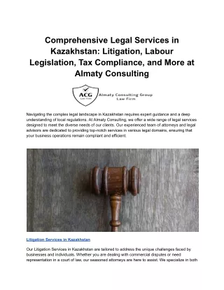 Comprehensive Legal Services in Kazakhstan_ Litigation, Labour Legislation, Tax Compliance, and More at Almaty Consultin