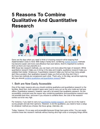 5 Reasons To Combine Qualitative And Quantitative Research