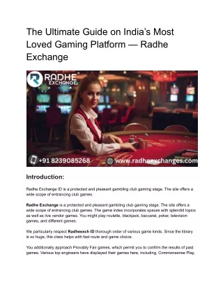 The Ultimate Guide on India’s Most Loved Gaming Platform — Radhe Exchange