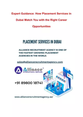 Expert Guidance How Placement Services in Dubai Match You with the Right Career Opportunities
