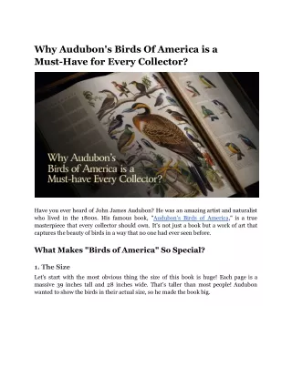 Why Audubon's Birds Of America is a Must-Have for Every Collector