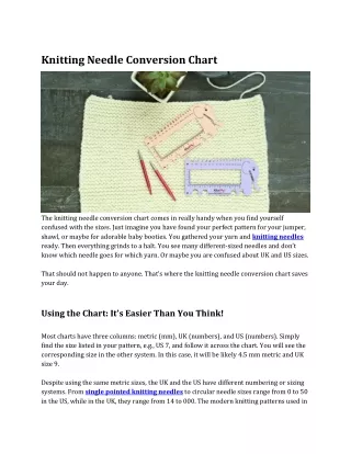 Knitting Needle Conversion Chart