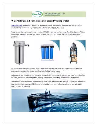 Water Filtration: Essential for Clean, Safe Water