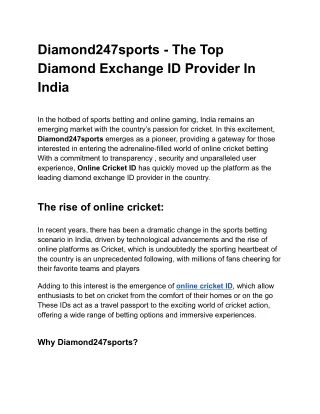 Diamond247sports - The Top Diamond Exchange ID Provider In India (1)