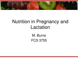 Nutrition in Pregnancy and Lactation