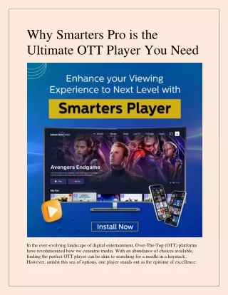 Why Smarters Pro is the Ultimate OTT Player You need