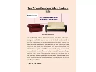 Top 7 Considerations When Buying a Sofa