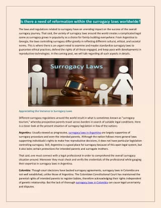 Is there a need of reformation within the surrogacy laws worldwide