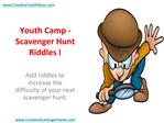 Youth Camp - Scavenger Hunt Riddles I