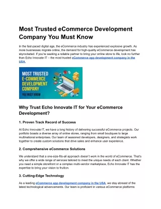 Most Trusted eCommerce Development Company You Must Know