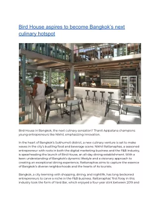 Bird House aspires to become Bangkok’s next culinary hotspot (1)