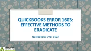 Some Easy tips for fixing QuickBooks Error 1603 Windows 10