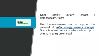 Solar Energy Battery Storage  Homeecoearner.com