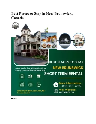 Best Places to Stay in New Brunswick, Canada