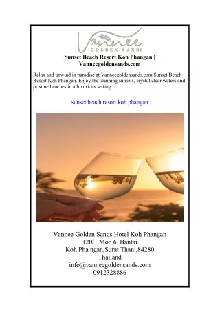 Sunset Beach Resort Koh Phangan | Vanneegoldensands.com