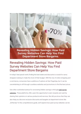 Revealing Hidden Savings_ How Paid Survey Websites Can Help You Find Department Store Bargains