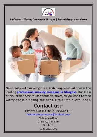 Professional Moving Company in Glasgow  Fastandcheapremoval.com