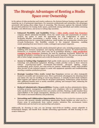 Advantages of Renting a Studio Space Over Ownership