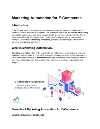 Marketing Automation for E-Commerce