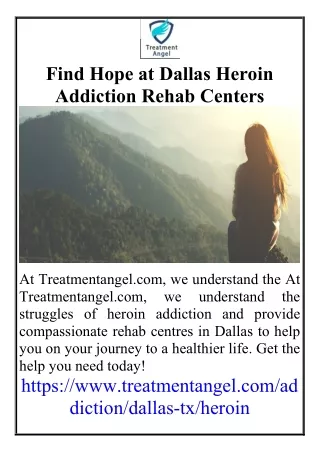 Find Hope at Dallas Heroin Addiction Rehab Centers