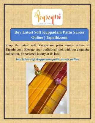 Buy Latest Soft Kuppadam Pattu Sarees Online Tapathi.com