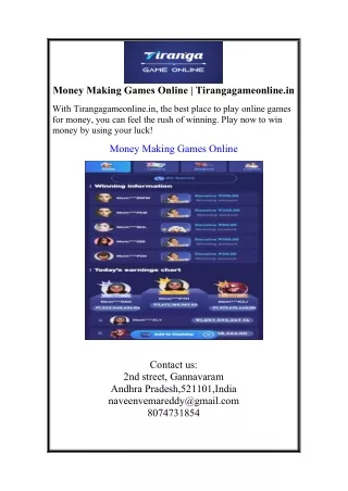 Money Making Games Online | Tirangagameonline.in