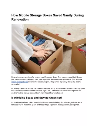 How Mobile Storage Boxes Saved Sanity During Renovation