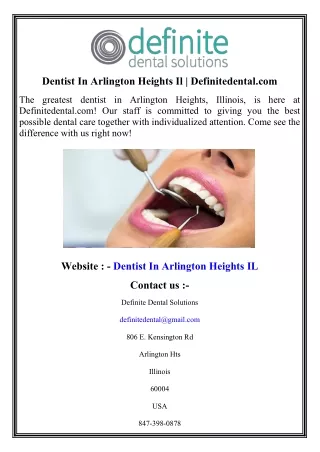 Dentist In Arlington Heights Il  Definitedental.com